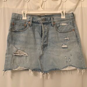 Levi Distressed Denim Jean Skirt